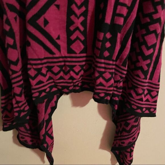 Ashley Stewart Black Pink Aztec Print Cardigan Sweater Vest - Picture 4 of 8